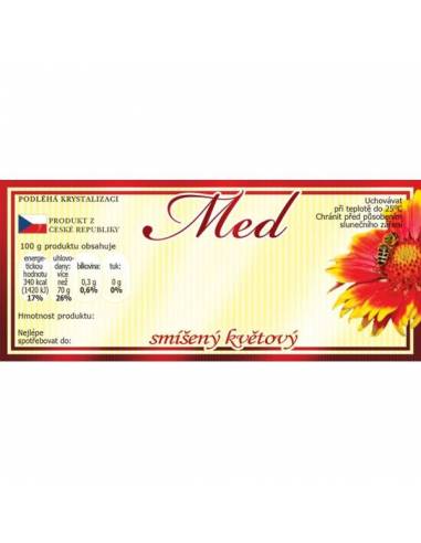Etiketa samolepící - Med smíšený květový, 100 kusů